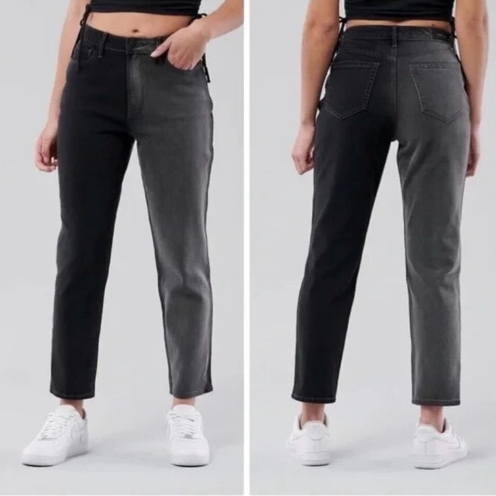 NWOT Hollister Two Tone Gray Curvy High Rise Mom Jean 27 x 27
